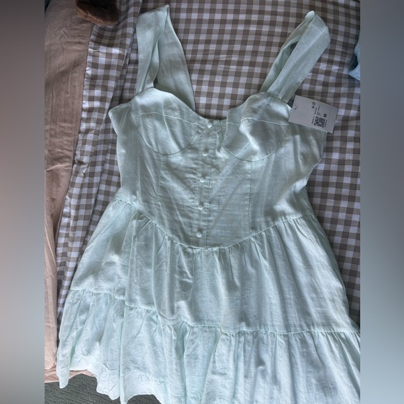 NWT Forever 21 Light Blue Linen-Blend Sweetheart - Picture 4 of 6